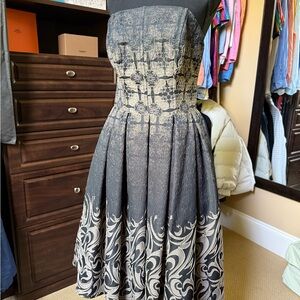 Elegant Black and Cream Strapless Dress